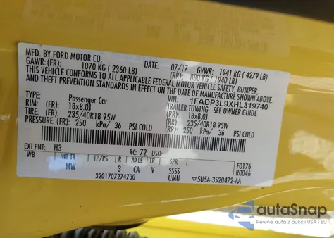 2017 Ford Focus St z USA, uszkodzony, nr VIN 1FADP3L9XHL319740